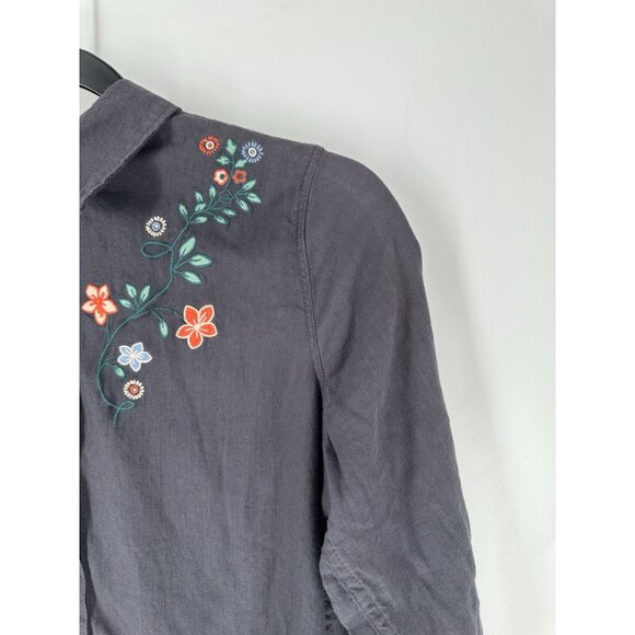 Marine Layer Aria Relaxed Fit Embroiderd Long Sleeve Shirt Women’s XS Read - Picture 4 of 10